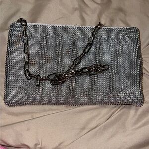 Chic Silver chain Mesh Clutch with Chain Strap